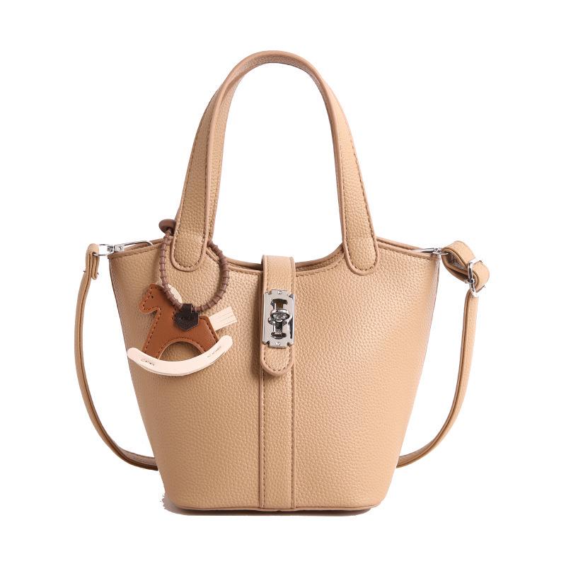 Korean Style Lychee Texture Women's Crossbody Bucket Bag - 2026 Fashionable & Versatile Handheld Vegetable Basket