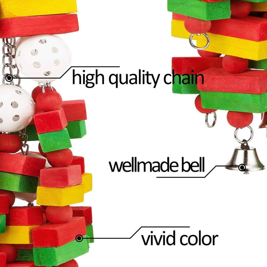 Bird Chewing Toy Parrot Cage Bite Toy Pet Supplies for Cockatoos African Grey Macaws Large Bird Parrot Toy Natural Wooden Blocks