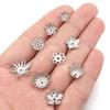 30pcs Vintage Stainless Steel Bead Caps Flower Bead End Caps For Jewelry Making DIY Necklace Bracelet Earrings Spacer Bead Caps
