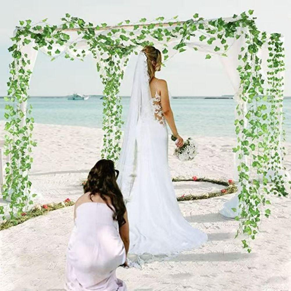 12PCS Plant Wall Artificial Plant Vine Green Hanging Garland Ivy Vine String Wedding Decoration