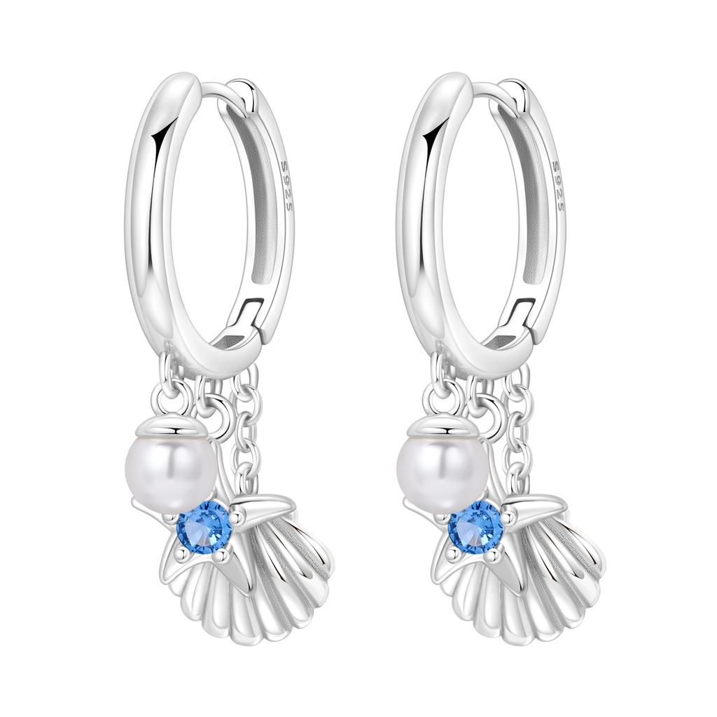Orstarry Original 925 Silber Blauer Teufelsfisch Ohrringe Damen Creolen Ohrring Jubiläums Schmuck Trendige Geschenke