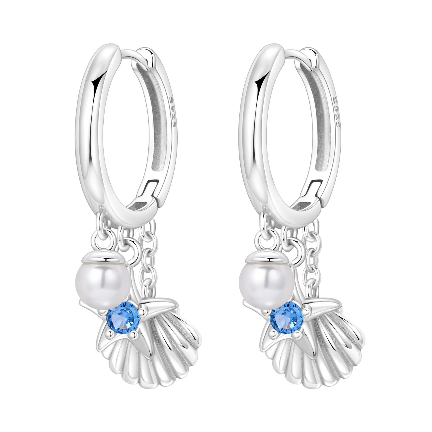 

Orstarry 925 Sterling Silver Pearl Starfish Shell Dream Ocean Drop Earrings Women Earrings Birthday Party Jewelry Fine Gifts