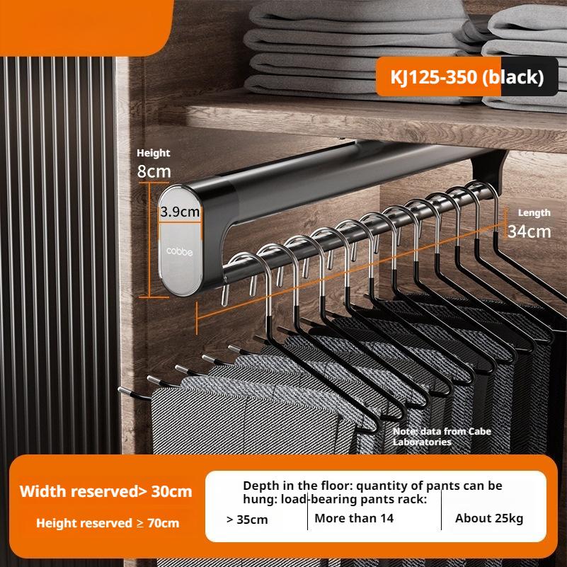 

Retractable Closet Pull Out Rod Wardrobe Trousers Rack Clothes Hanger Top-mounted Damping Slide Rail Valet Rod Pull-out Rack