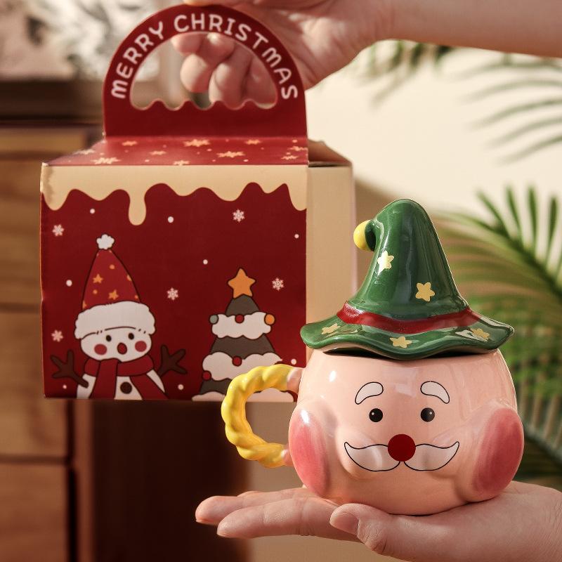 High-value Christmas Ceramic Cups, Mugs with Lids, Cute Girls, Girlfriends, Birthday Gifts, Souvenirs