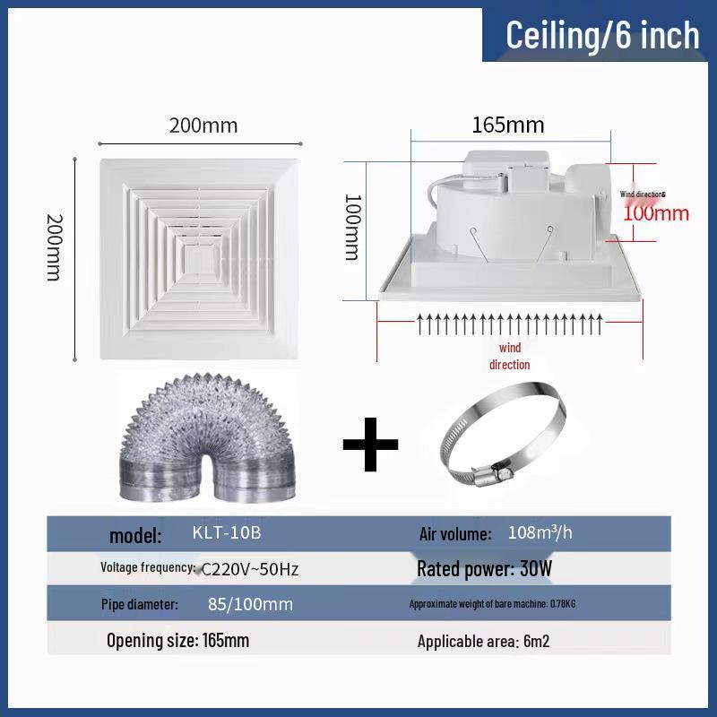 Ceiling-Mounted Silent Ventilation Fan for Kitchen and Bathroom