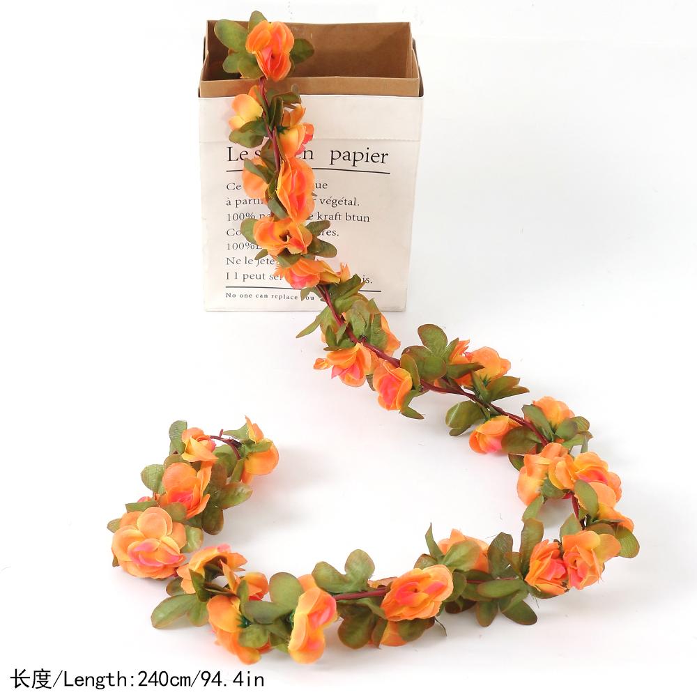 

230CM Artificial Rose Flowers for Wedding Home Room Decoration Autumn Garden Outdoor Arch Christmas Rattan DIY Fake Plants Vine 230CM оранжевый