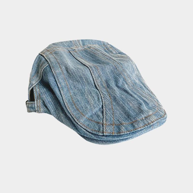 

Женская демисезонная кепка из выстиранного денима, ретро-маленький берет, для большого обхвата головы, оригинальный стиль normal head circumference (56-58cm) светло-синий