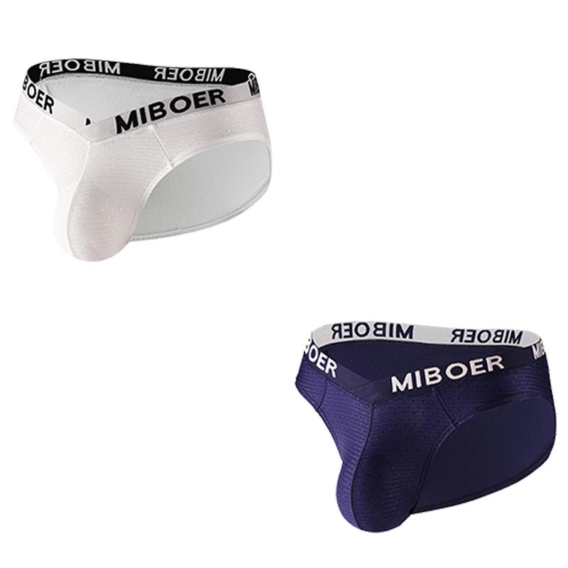 2Pcs/Lot Men's Sexy Low Rise Briefs Solid Color Breathable Big V Waist Briefs U-Pouch Slim Fit Briefs