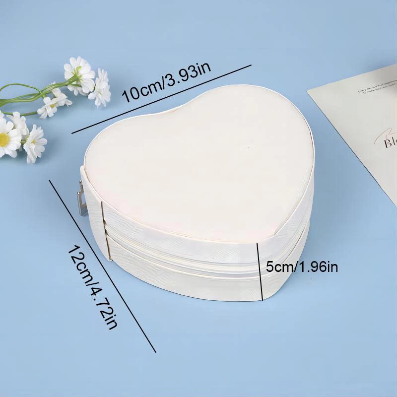 2025 Heart-Shaped Jewelry Box Portable Travel Necklace Pendant Ring Earrings Storage Leather Zipper Cute Jewelry Organizer Box