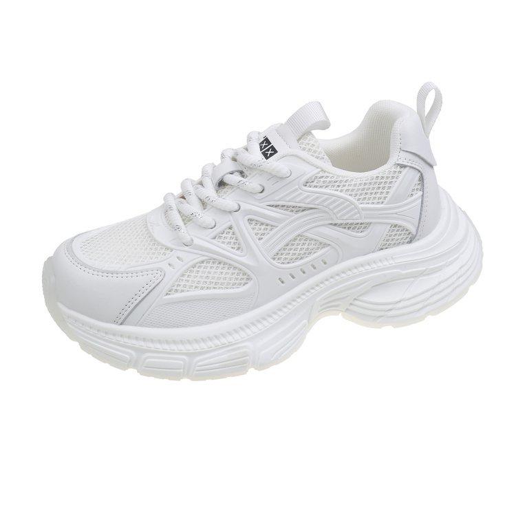 

Leather fashion dad shoes women s shoes summer 2025 new casual high heels flat sneakers round head women s shoes 35 белый