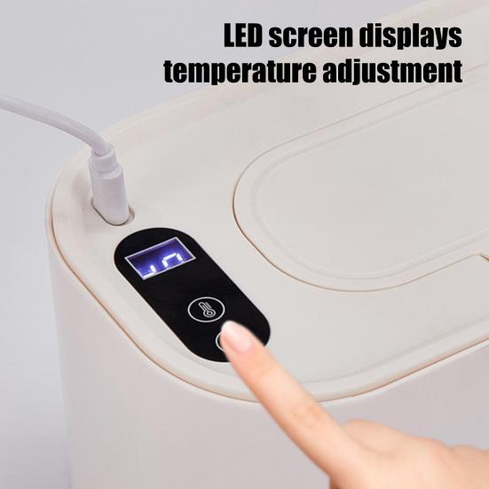 Portable Baby Wipe Warmer Adjustable LED Display Large Capacity Home Travel Fast Heating Diaper Wet Wipe Holder Dispenser Heater