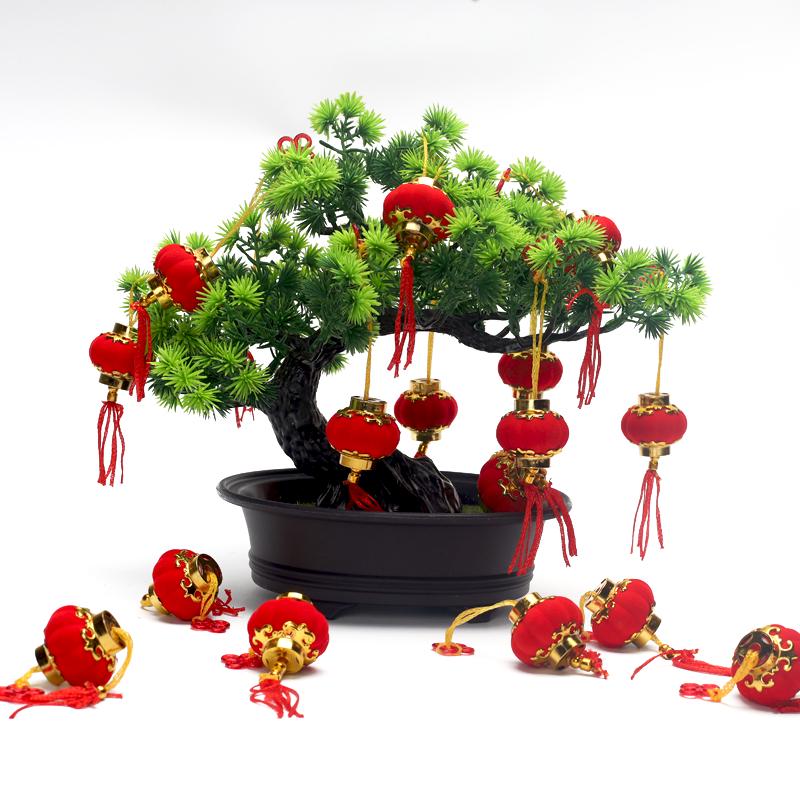 2025 Spring Festival Red Flocked Lanterns for Indoor/Outdoor Decor - Waterproof Hanging Pendants