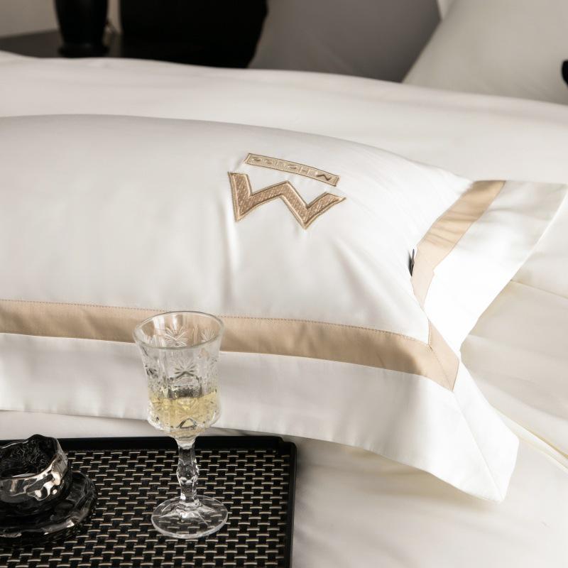 Luxury Minimalist Cotton Embroidered Duvet Set – 4-Piece High-Thread Pure Cotton Bedding