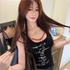 #Summer new sweet and spicy letter printing necklace removable sling vest slim fixing belt chest pad versatile