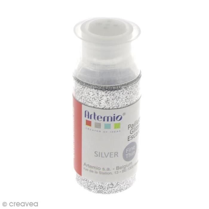 Paillettes Grises argentées - ARTEMIO - Pot de paillettes - Couleur Gris argenté - Quantité 15 g