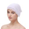 Fashion Elegant Turban Hat Solid Color Breathable Hijab Cap Tie Straps Elastic Beanie Bonnet Female Head Covering