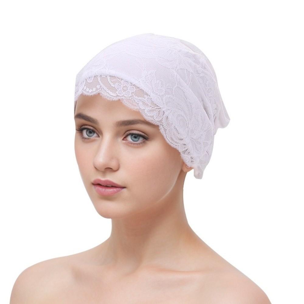 Fashion Elegant Turban Hat Solid Color Breathable Hijab Cap Tie Straps Elastic Beanie Bonnet Female Head Covering