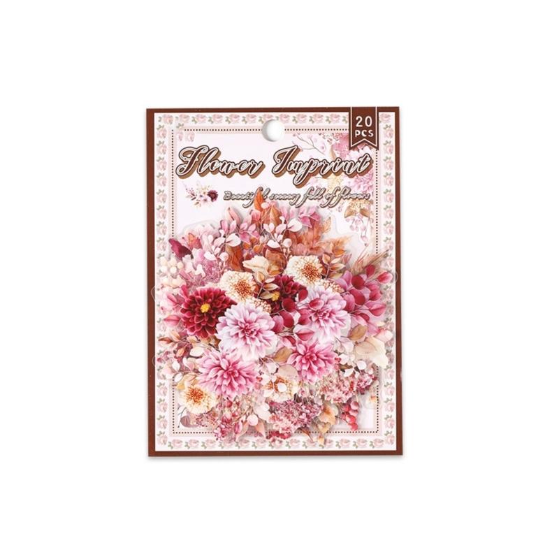 

20Pcs Decorative PET Sticker Leaf Flower Sticker for Water Bottle Scrapbooking Journal Phone Case Laptop Guitar Luggage