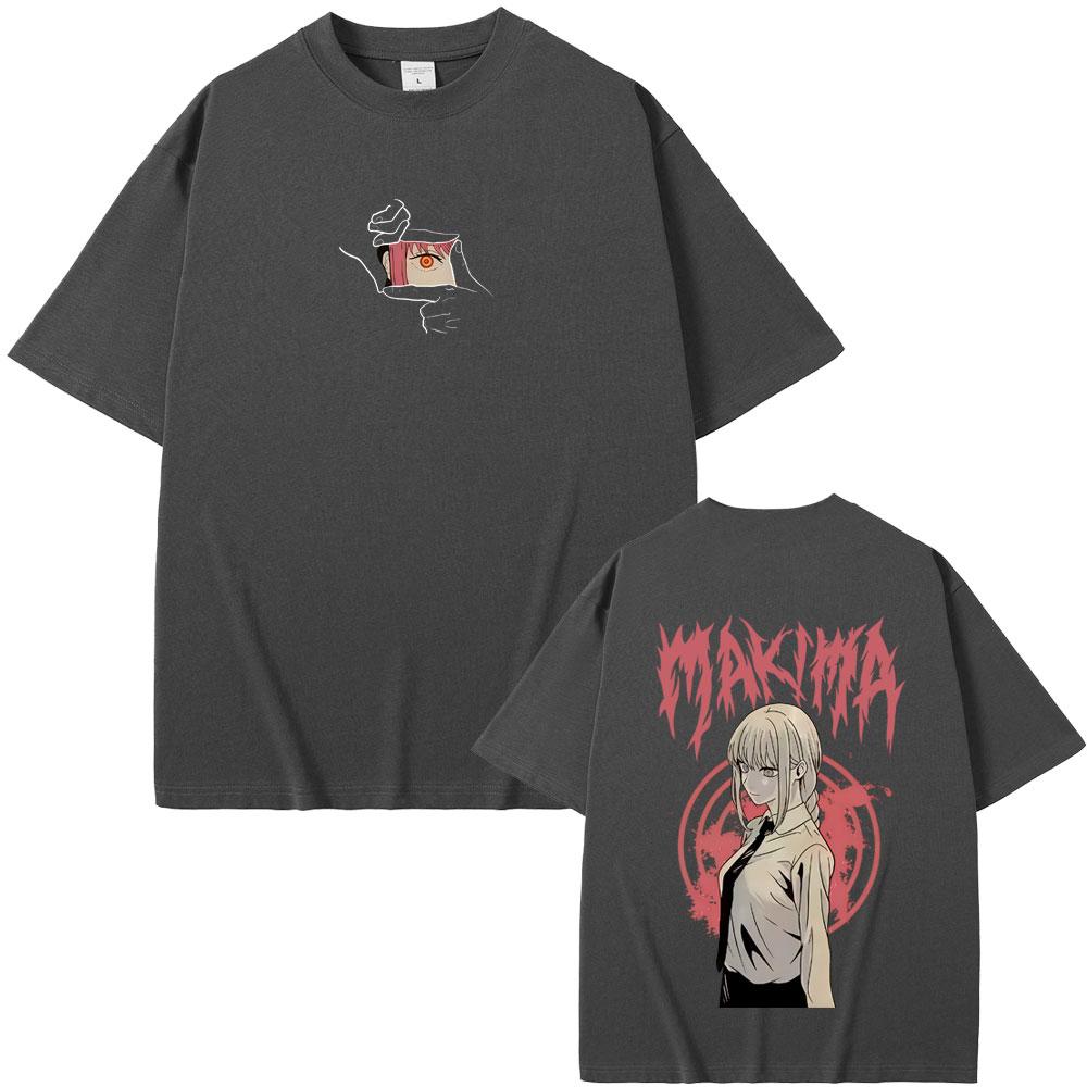 Japanese Anime Chainsaw Unisex Makima Merch 2026 Tshirt Unisex Women Unisexga Casual Oversized T Shirt Male Retro High Quality Tshirts