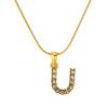 European & American Stainless Steel Diamond Alphabet Pendant Clavicle Chain Necklace for Women