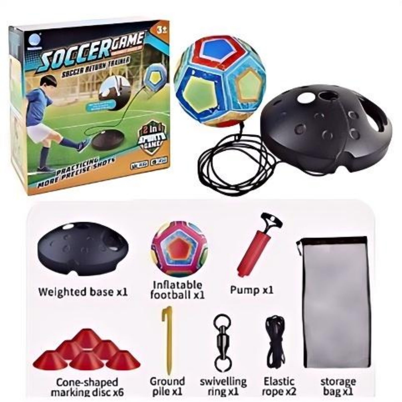 Football Kick Trainer Soccer Training Football Toy Replay Soccer Training Ball Bungee Elastic Training Ball With Base Sport Gift