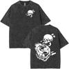 Death Skeleton Forward Observations Group Tshirt Men Women Vintage Washed Short Sleeve Tshirts Hip Hop Gothic Oversized Tshirt