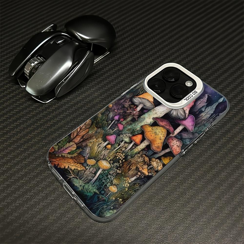 Fashionable Mushroom Pattern Design Phone Case Suitable for iPhone 17 16 15 14 13 12 11 Pro/Max/Plus Shockproof and Anti Drop