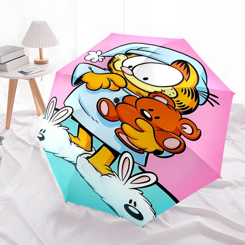 Garfield, Teddy Bear Themed Automatic Opening and Closing Umbrella, Compact Travel Umbrella, Lightweight and Portable, Suitable for Beach Co