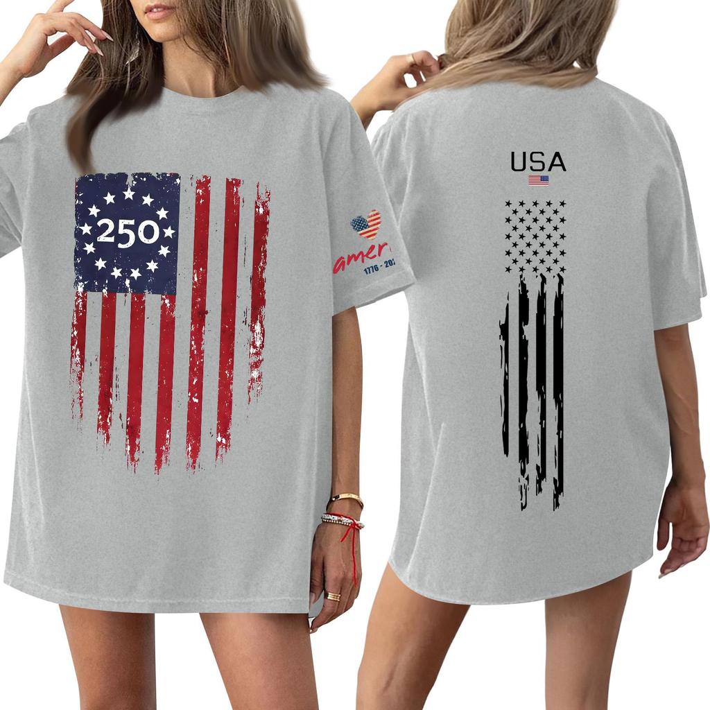 Damen Lässiges Mode Rundhals Lässiger Print Kurzarm T-Shirt Top