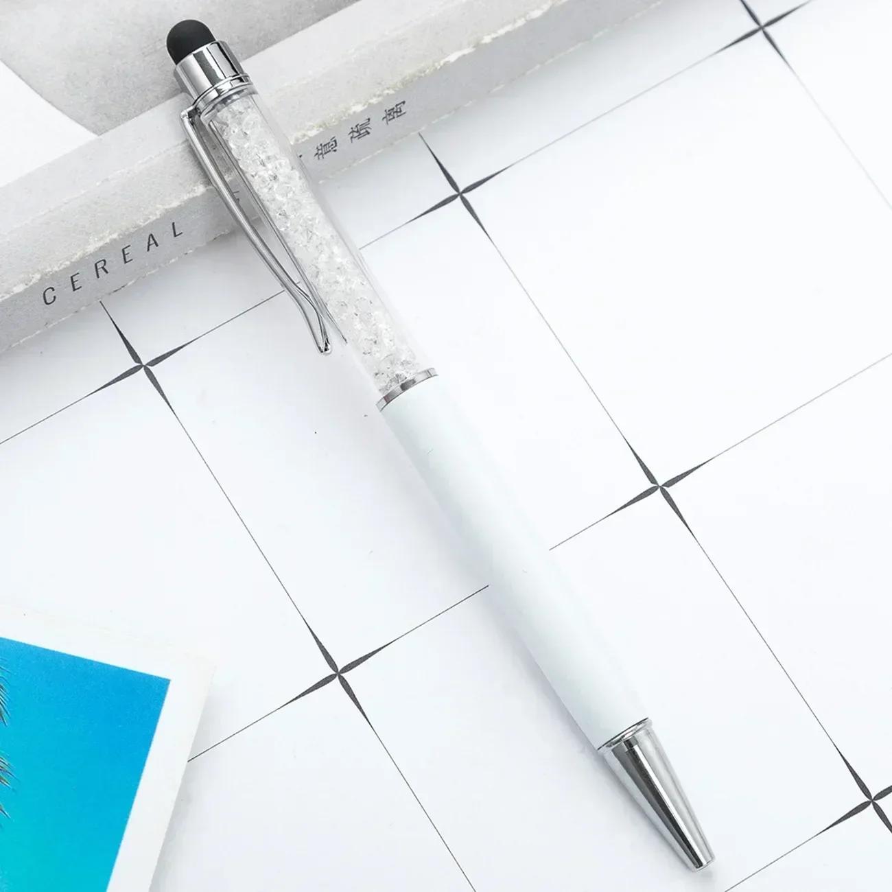

Crystal Metal Ballpoint Pen Fashion Creative Stylus Touch for Mobile phones and tablet Writing Stationery Office School Gift WHITE чёрный