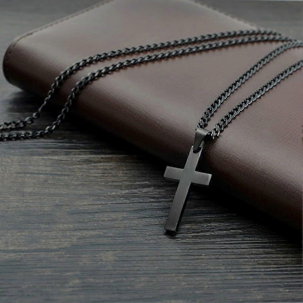 Stainless Steel Cross Pendant Men Women Chain Necklace Religious Jewelry