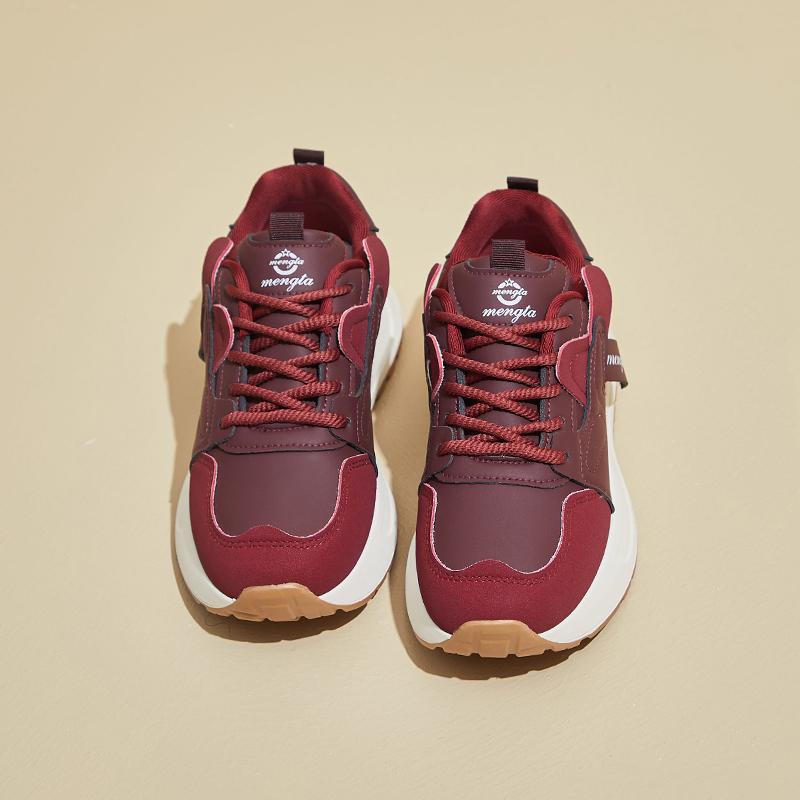 

Модные новые синтетические замшевые туфли из натуральной кожи, модные вулканизированные туфли, женские модные толстые подошвы, танкетки, женские кроссовки с толстой подошвой 40 кларет