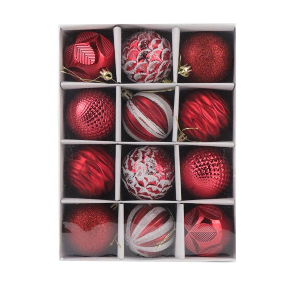 12pcs 6cm Painted Christmas Ball Set Plastic Xmas Baubles Xmas Tree Hanging Pendant Gift Ball Christmas Decorations 1.5cm