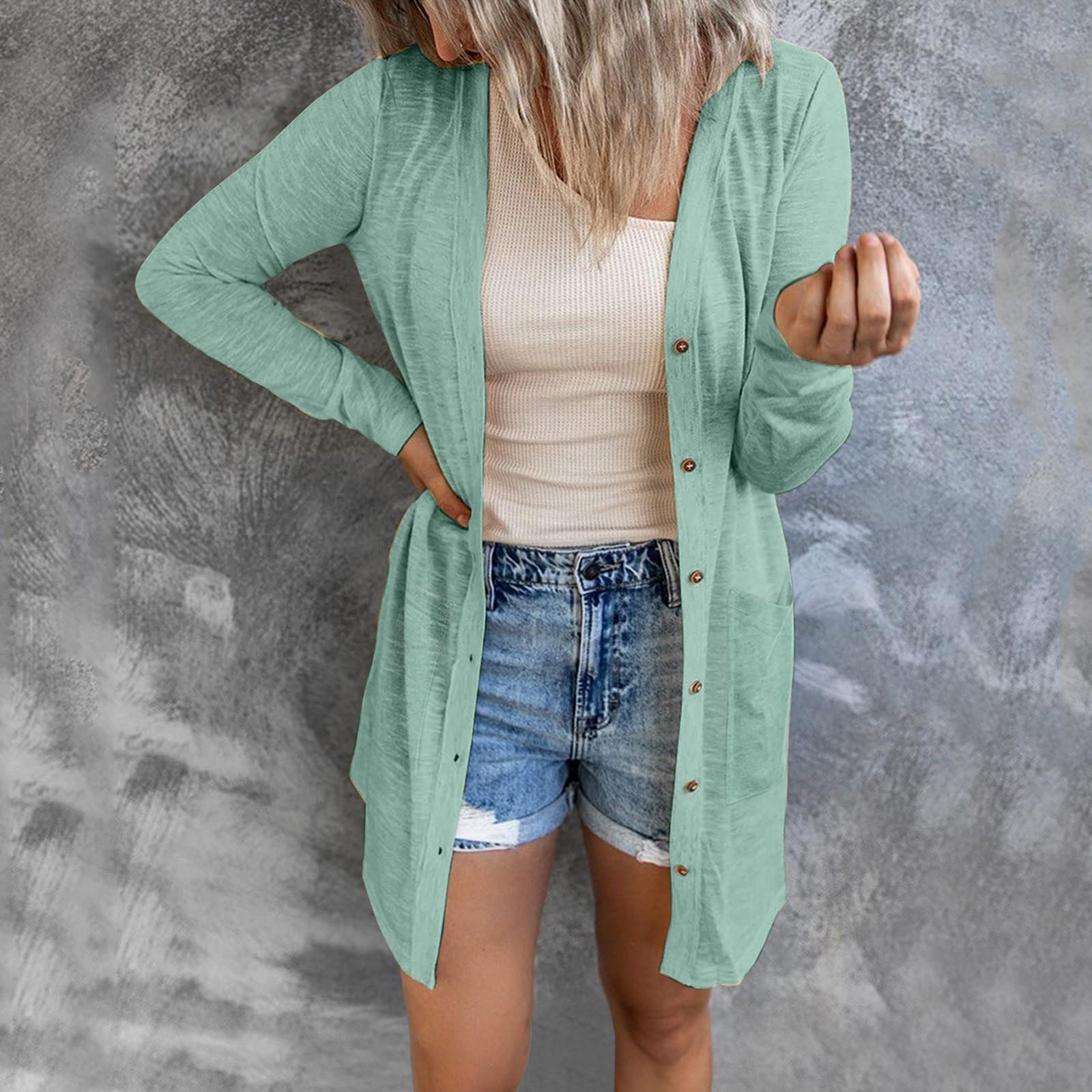 

Женский легкий кардиган с открытым передом и длинными рукавами на пуговицах, свободная верхняя одежда XL фиолетовый