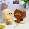 Biscuit Bear Couple Water Cup with Straw Ceramic Mug Birthday Gifts for Girlfriends Drinkware Gift Coffee Cups Desktop Decor
