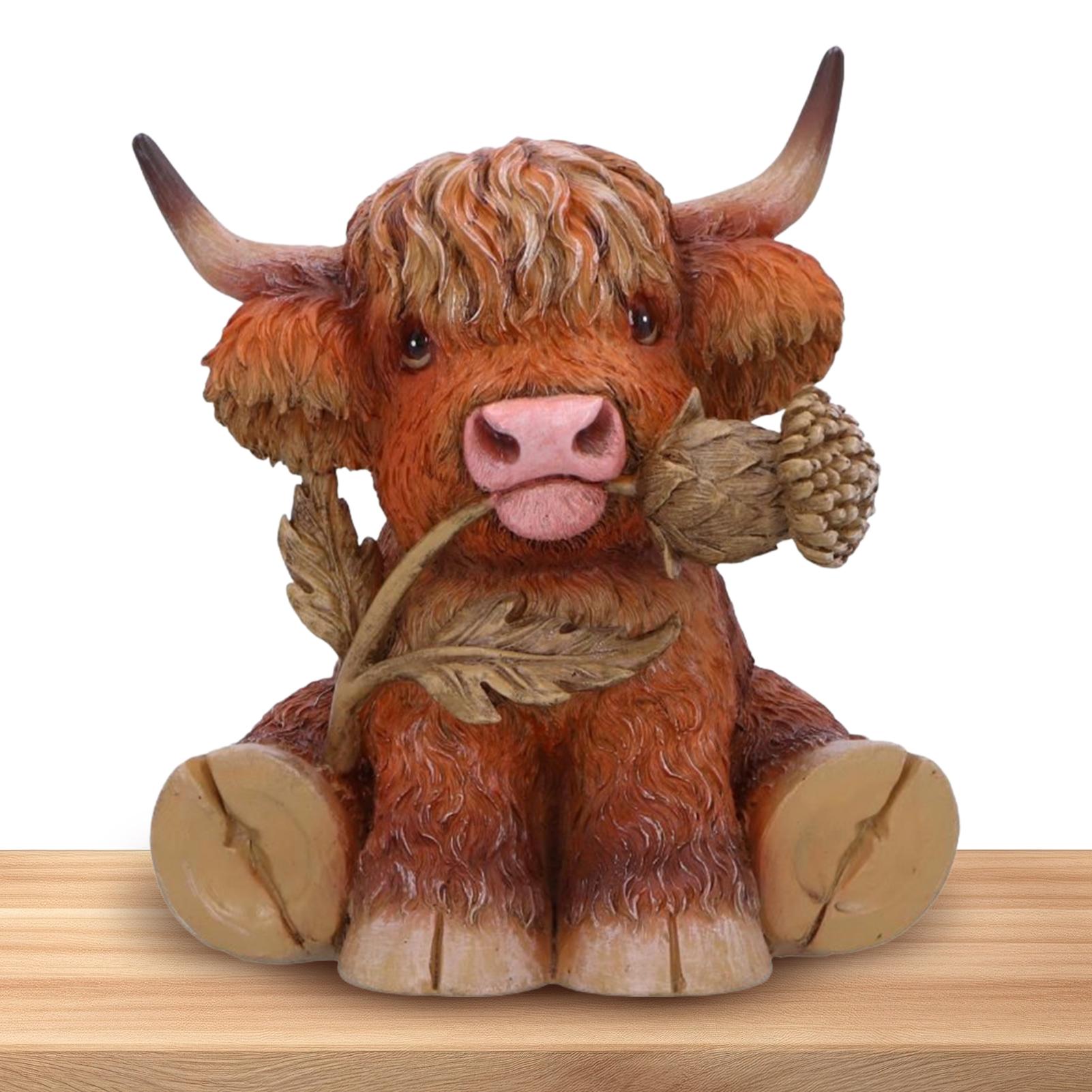 

Cute Highland-cow Statue Ornaments Adding Warm Atmosphere Tabletop Centerpieces for Farmhouse Living Room Bedroom Decor