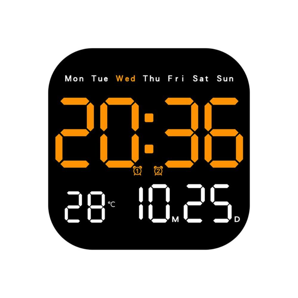 Large Display Digital Wall Clock Temperature Display Date Display Electronic Table Clock 12/24H Format Brightness Adjustment