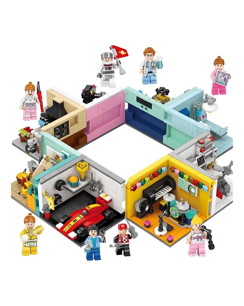8 In 1 Dreams House Racer Car Doctor Painter Musician Scientist Pastry Chef Cameraman Astronaut Building Blocks Kit Brick Model Toy