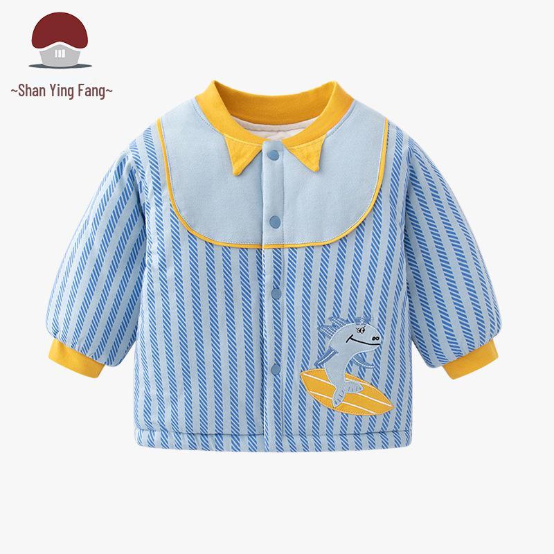 

New Boys Cotton Cartoon Shark Jacket - 200g Thick, Warm, Outdoor Fashion for Infants 73cm