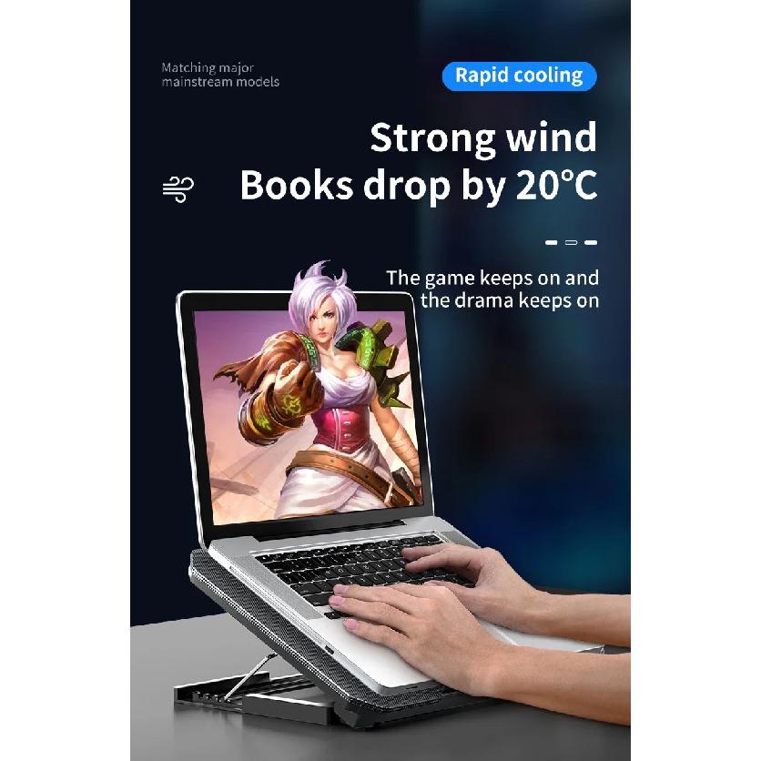 Q100 17inch Gaming Laptop Cooler Fan Led Screen Two USB Port 2600RPM Laptop Cooling Pad Notebook Stand For Laptop Fan Cooler