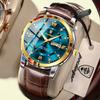 POEDAGAR Top Trendy Original Male Watches Waterproof Luminous Leather Fashion Man Watch Date Week Men's Quartz Wristwatch Reloj