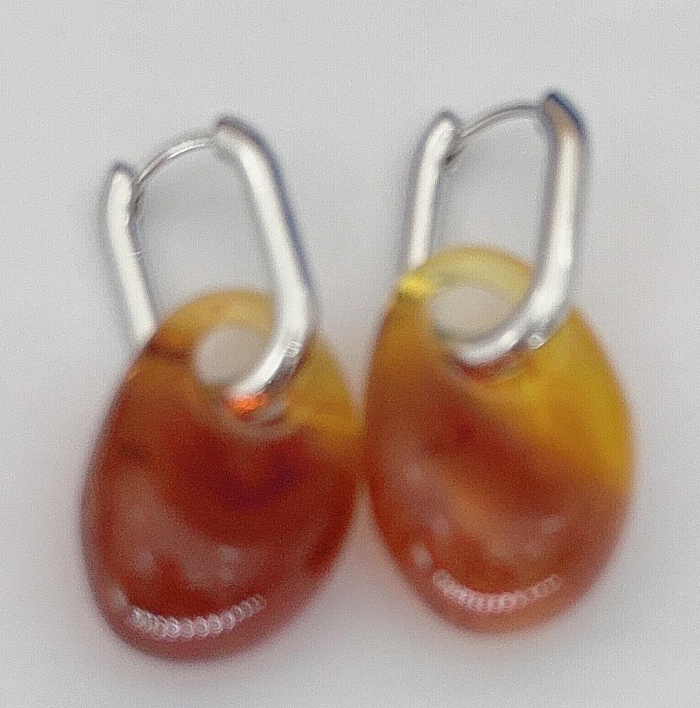 Amber Gold Hoop Earrings - European/American Style with Irregular Geometric Pendant, Light Luxury, Retro High-End Simple Ear Jewelry