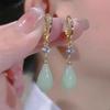 Elegant 2024 Green Magnolia Tassel Earrings - Ancient-Inspired with a Modern Twist