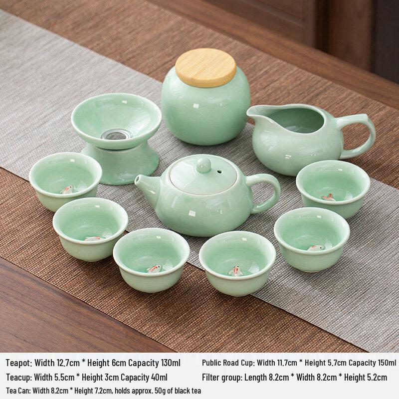Celadon Koi Fish Ceramic Kung Fu Tea Set