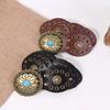 Vintage Women's Western Denim Belt Hollow Wide Round Cutout Waistband Round Belts