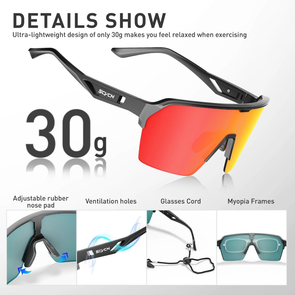 SCVCN Cycling Glasses Photochromic Sunglasses for Men Outdoor Sports Glasses UV400 Eyewear MTB Cycling Goggles Bicycle Women