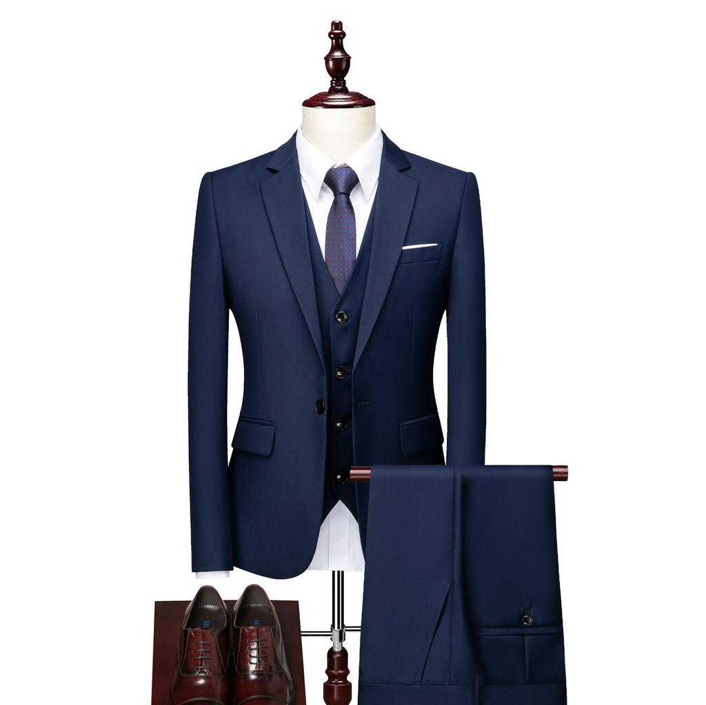 Pánský oblek Oblek Pánský třídílný set Velký jednobarevný oblek Business Professional Oblek