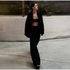 Women Casual Solid Color Cotton Linen Shirt Pants Suits Fashion Single Breasted Blouses Elastic Waist Pants Set Spring Loose Outfits