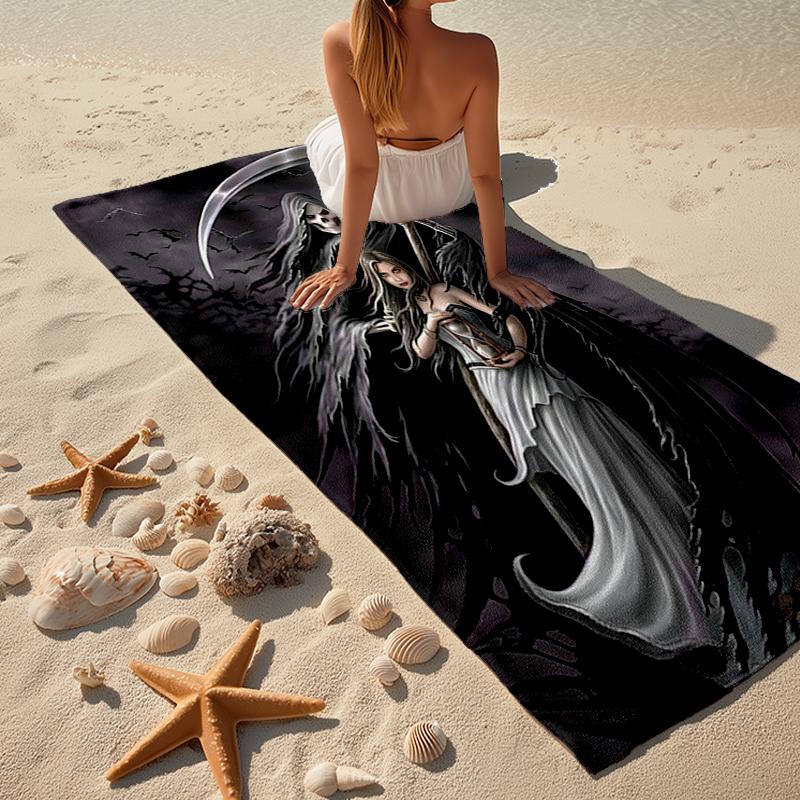 Ultra-Soft Beach Towel with Dark Theme,Ideal for Pool - Camping, Diving - Perfect Travel Essential, Vibrant Beach Towel.