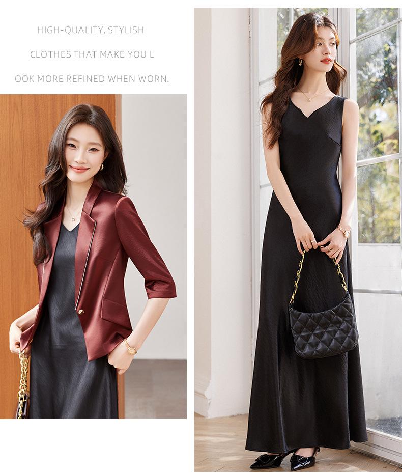 Women's Petite Acetate Satin Blazer & Dress Set - Spring 2026 Collection